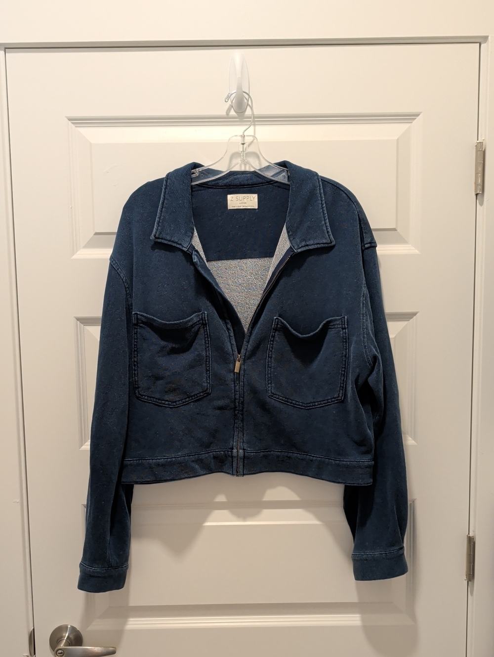 Z Supply Crop Denim Knit Jacket